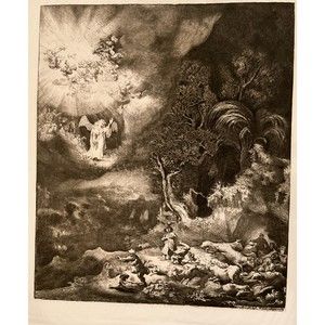 Rembrandt "The Angel Appearing to the Shepherds" Tissue Etching